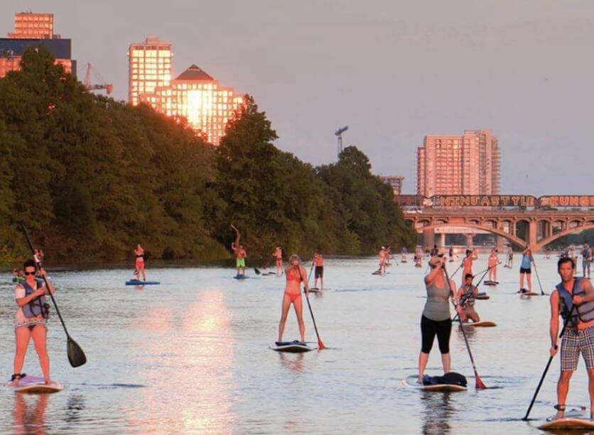Stand Up Paddle Boarding on Town Lake in Austin, TX
